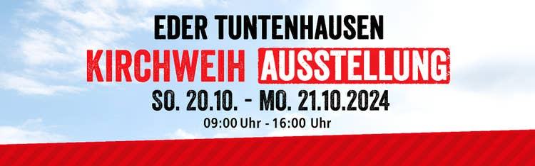 Kirchweihbanner 2024 mit blauem Himmel im Hintergrund und dem Krichwei