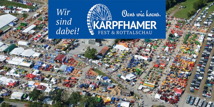Startbanner Karpfhamer Fest mit Rottalschau und Drohnenaufnahme der Veranstaltung